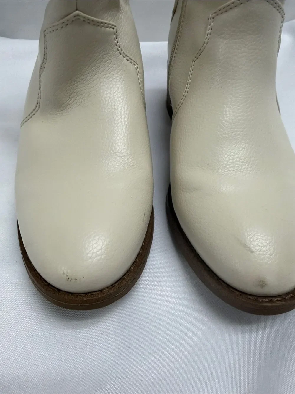 Cream Side-Zip Ankle Booties for Women